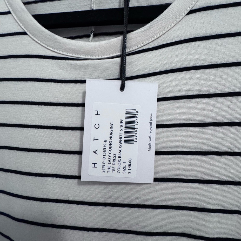 NWT Hatch Maternity/Nursing dress. Cream and black stripe, size 1 ( s/m)